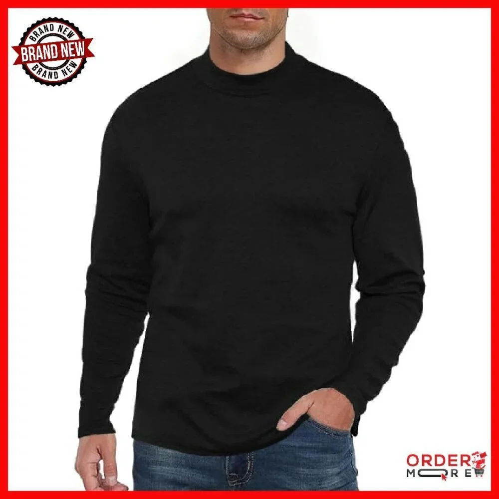Men's Mock Turtleneck Thermal Shirt Slim Fit Lightweight Polyester Cotton